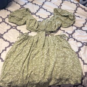 Green floral dress